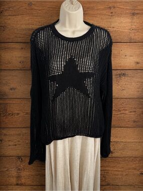 Edikted Black Open-Knit Star Sweater